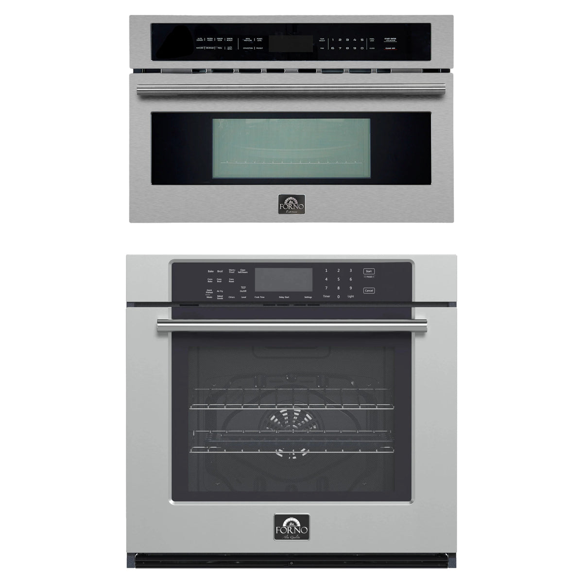 Forno 2-Piece Appliance Package - 30-Inch Villarosa Convention Electric Wall Oven & 30-Inch Microwave Oven in Stainless Steel