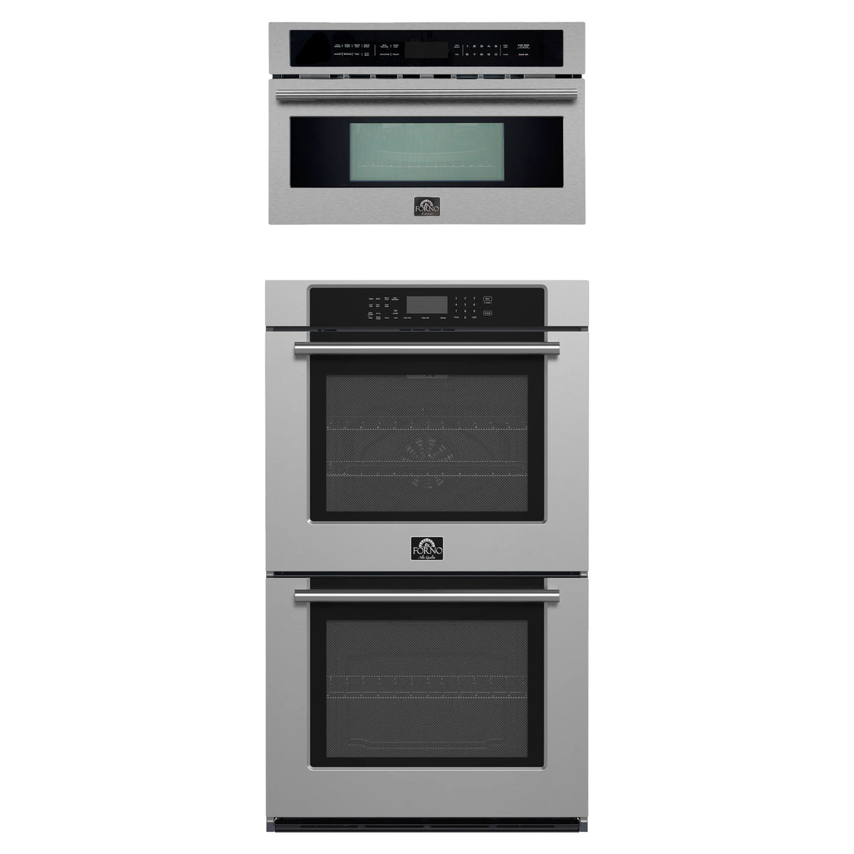 Forno 2-Piece Appliance Package - 30-Inch Villarosa Convention Double Electric Wall Oven & 30-Inch Microwave Oven in Stainless Steel