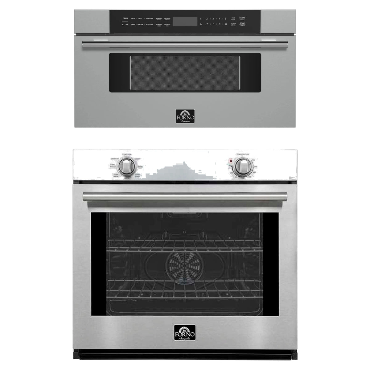 Forno 2-Piece Appliance Package - 30-Inch Vomero Wall Oven & 30-Inch Microwave Drawer in Stainless Steel