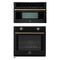 Forno 2-Piece Appliance Package - 30-Inch Vomero Wall Oven & 30-Inch Microwave Oven in Black with Antique Brass Handle