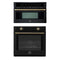 Forno 2-Piece Appliance Package - 30-Inch Vomero Wall Oven & 30-Inch Microwave Oven in Black with Antique Brass Handle