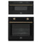 Forno 2-Piece Appliance Package - 30-Inch Vomero Wall Oven & 30-Inch Microwave Drawer in Black with Antique Brass Trim