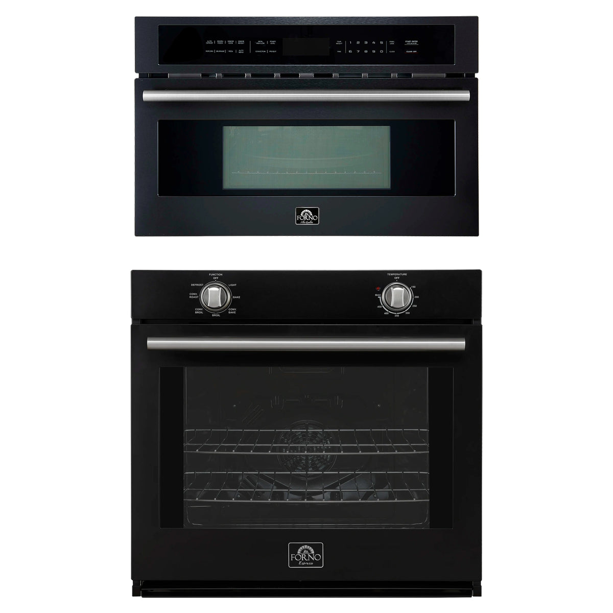 Forno 2-Piece Appliance Package - 30-Inch Vomero Wall Oven & 30-Inch Microwave Oven in Black with Stainless Steel Trim