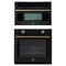 Forno 2-Piece Appliance Package - 30-Inch Vomero Wall Oven & 30-Inch Microwave Oven in Black with Antique Brass Trim