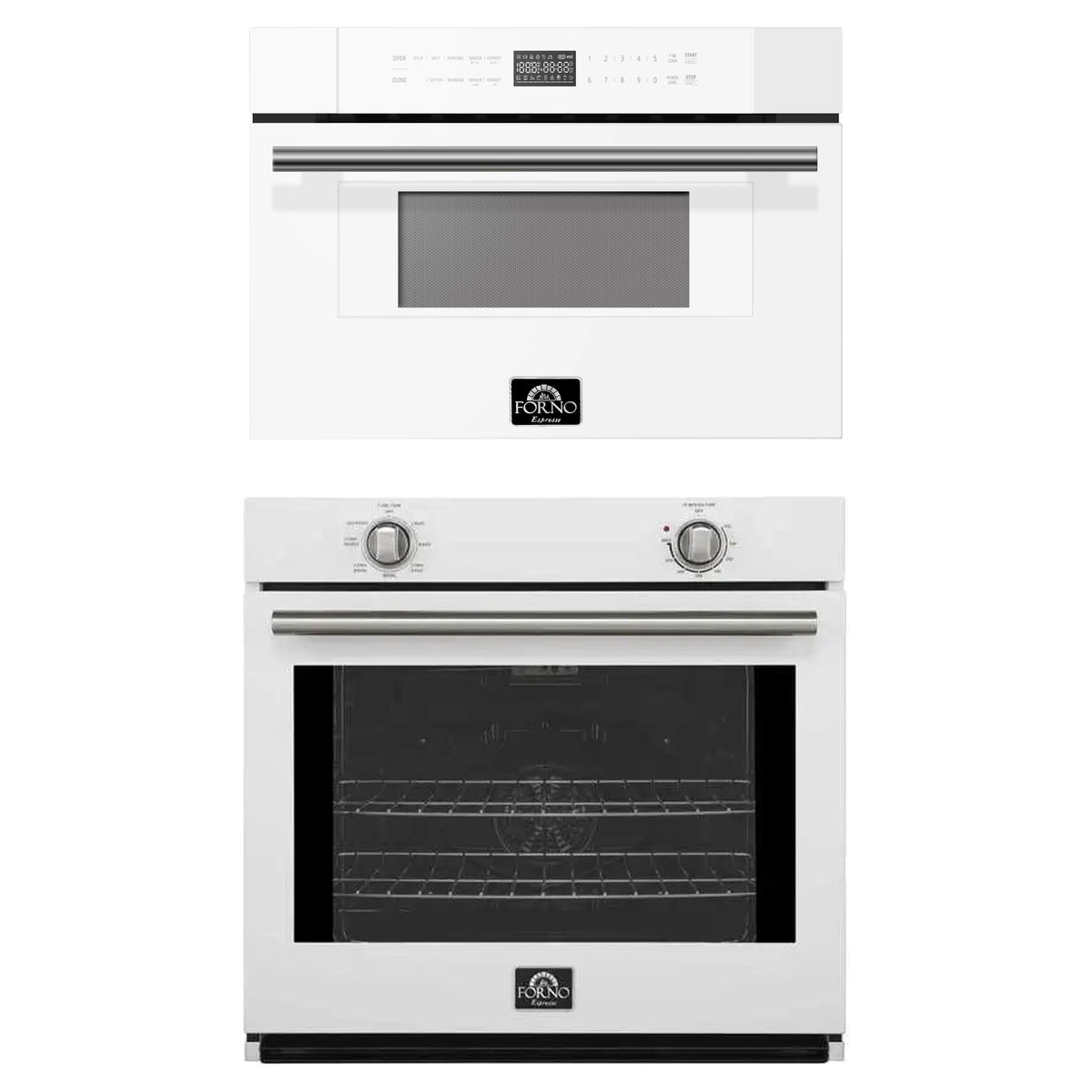 Forno 2-Piece Appliance Package - 30-Inch Vomero Wall Oven & 30-Inch Microwave Drawer in White with Stainless Steel Trim