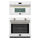Forno 2-Piece Appliance Package - 30-Inch Vomero Wall Oven & 30-Inch Microwave Oven in White with Antique Brass Handle
