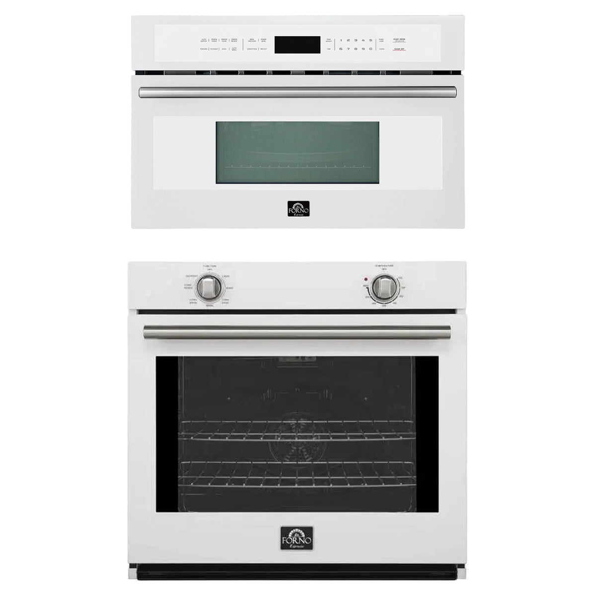 Forno 2-Piece Appliance Package - 30-Inch Vomero Wall Oven & 30-Inch Microwave Oven in White with Stainless Steel Trim