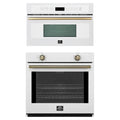 Forno 2-Piece Appliance Package - 30-Inch Vomero Wall Oven & 30-Inch Microwave Oven in White with Antique Brass Trim