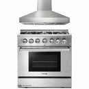 Thor Kitchen 2-Piece Pro Appliance Package - 36-Inch Dual Fuel Range with Propane Gas Cooktop  & Pro-Style Wall Mount Hood in Stainless Steel