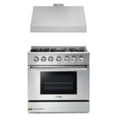 Thor Kitchen 2-Piece Pro Appliance Package - 36-Inch Propane Gas Range  & Premium Under Cabinet Hood in Stainless Steel