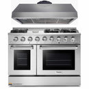Thor Kitchen 2-Piece Pro Appliance Package - 36-Inch Dual Fuel Range with Propane Gas Cooktop  & Pro-Style Wall Mount Hood in Stainless Steel