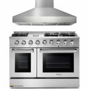 Thor Kitchen 2-Piece Pro Appliance Package - 48-Inch Propane Gas Range  & Pro Wall Mount Hood in Stainless Steel