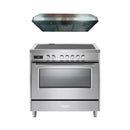 Verona 2-Piece Appliance Package - 36-Inch Induction Range with 5 Element Burners and Under Cabinet Range Hood in Stainless Steel