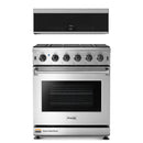 Thor Kitchen 2-Piece Appliance Package - 30-Inch Propane Gas Range  and Over-the-Range Microwave & Vent Hood in Stainless Steel