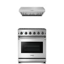 Stainless steel Thor Kitchen appliance package with 30-inch range, range hood