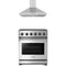 Thor Kitchen 2-Piece Appliance Package - 30-Inch Propane Gas Range & Wall Mount Hood in Stainless Steel