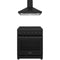 Thor Kitchen 2-Piece Appliance Package - 30-Inch Propane Gas Range & Wall Mount Hood in Black