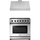 Thor Kitchen 2-Piece Appliance Package - 36-Inch Propane Gas Range  & Premium Under Cabinet Hood in Stainless Steel