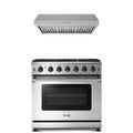Thor Kitchen 2-Piece Appliance Package - 36-Inch Natural Gas Range & Under Cabinet Hood in Stainless Steel