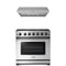 Thor Kitchen 2-Piece Appliance Package - 36-Inch Propane Gas Range & Under Cabinet Hood in Stainless Steel