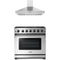 Thor Kitchen 2-Piece Appliance Package - 36-Inch Propane Gas Range & Wall Mount Hood in Stainless Steel