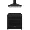 Thor Kitchen 2-Piece Appliance Package - 36-Inch Natural Gas Range & Wall Mount Hood in Black