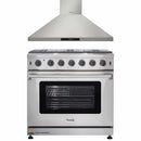 Thor Kitchen 2-Piece Appliance Package - 36-Inch Propane Gas Range  & Premium Wall Mount Hood in Stainless Steel