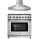 Thor Kitchen 2-Piece Appliance Package - 36-Inch Gas Range & Pro-Style Wall Mount Hood in Stainless Steel