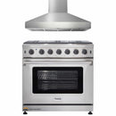 Thor Kitchen 2-Piece Appliance Package - 36-Inch Propane Gas Range  & Pro-Style Wall Mount Hood in Stainless Steel