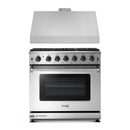 Thor Kitchen 2-Piece Appliance Package - 36-Inch Gas Range & Premium Under Cabinet Hood in Stainless Steel