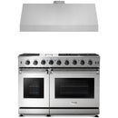 Thor Kitchen 2-Piece Appliance Package - 48-Inch Propane Gas Range  & Under Cabinet 11-Inch Tall Hood in Stainless Steel