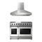 Thor Kitchen 2-Piece Appliance Package - 48-Inch Natural Gas Range & Wall Mount Hood in Stainless Steel