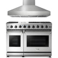 Thor Kitchen 2-Piece Appliance Package - 48-Inch Natural Gas Range & Wall Mount Hood in Stainless Steel