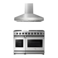 Thor Kitchen 2-Piece Appliance Package - 48-Inch Propane Gas Range & Wall Mount Hood in Stainless Steel