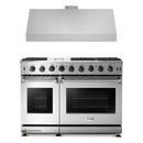 Thor Kitchen 2-Piece Appliance Package - 48-Inch Gas Range & Under Cabinet 11-Inch Tall Hood in Stainless Steel