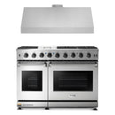 Thor Kitchen 2-Piece Appliance Package - 48-Inch Propane Gas Range  & Under Cabinet 11-Inch Tall Hood in Stainless Steel