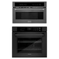 ZLINE 2-Piece Appliance Package - 30-inch Electric Wall Oven with Self-Clean and 30-inch Build-In Microwave Oven in Black Stainless Steel