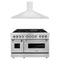 ZLINE 2-Piece Appliance Package - 48-inch Dual Fuel Range & Convertible Vent Hood in Stainless Steel