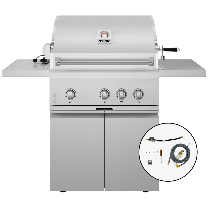 Thor Kitchen Gordon Ramsay 32-Inch Freestanding Gas Grill with Natural Gas Kit in Stainless Steel