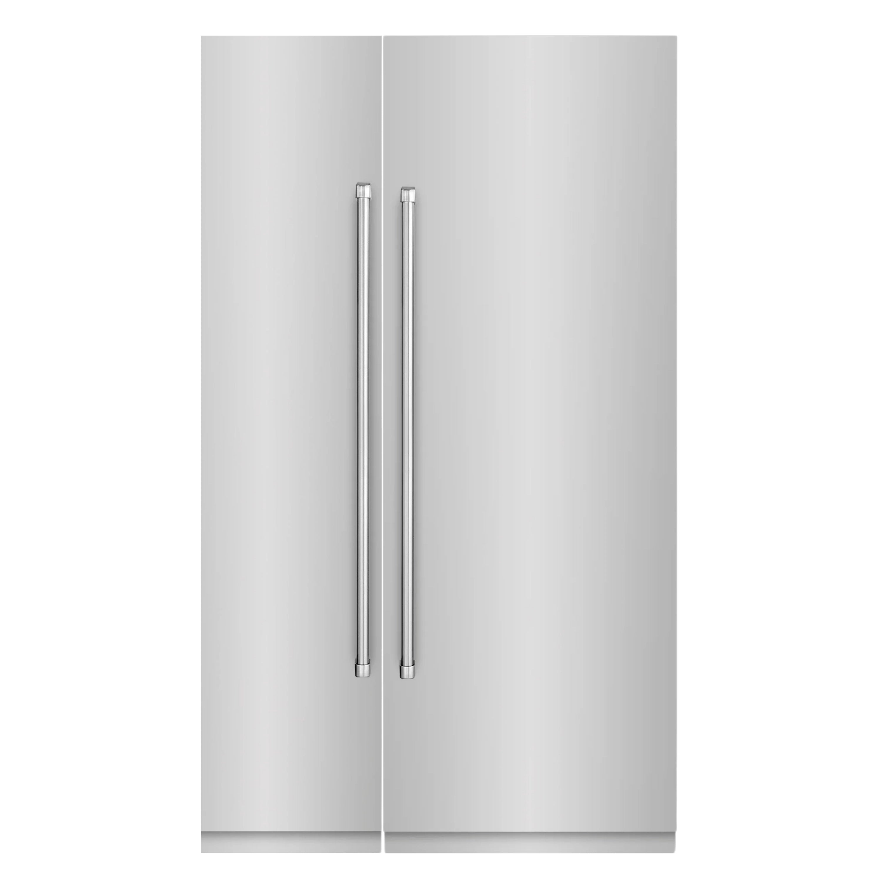 Stainless steel refrigerator doors with vertical brushed handles