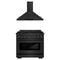 ZLINE 2-Piece Appliance Package - 36-Inch Paramount Dual Fuel Range & Convertible Vent Wall Mount Range Hood in Black Stainless Steel