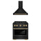 ZLINE Autograph Edition 2-Piece Appliance Package - 30-Inch Paramount Dual Fuel Range & Wall Mount Range Hood in Black Stainless Steel with Gold Accents