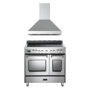 Verona 2-Piece Appliance Package - 36-Inch Electric Range with Double Oven and Wall Mount Range Hood in Stainless Steel