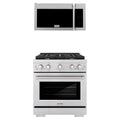 ZLINE 2-Piece Appliance Package - 30-inch Gas Range and Over-The-Range Microwave in Stainless Steel