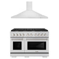 ZLINE 2-Piece Appliance Package - 48-inch Gas Range & Convertible Vent Hood in Stainless Steel