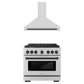 ZLINE Autograph Edition 2-Piece Appliance Package - 36-Inch Gas Range & Wall Mounted Range Hood in Stainless Steel with Matte Black Trim
