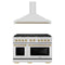 ZLINE Autograph Edition 2-Piece Appliance Package - 48-Inch Gas Range & Wall Mounted Range Hood in Stainless Steel with Champagne Bronze Trim