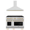 ZLINE Autograph Edition 2-Piece Appliance Package - 48-Inch Gas Range & Wall Mounted Range Hood in Stainless Steel with Gold Trim
