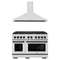 ZLINE Autograph Edition 2-Piece Appliance Package - 48-Inch Gas Range & Wall Mounted Range Hood in Stainless Steel with Matte Black Trim