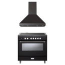 Verona 2-Piece Appliance Package - 36-Induction Range with 5 Element Burners and Wall Mount Range Hood in Black
